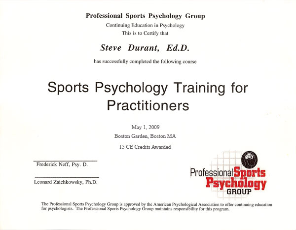 Sports Psychology Training for Practioners Certificate